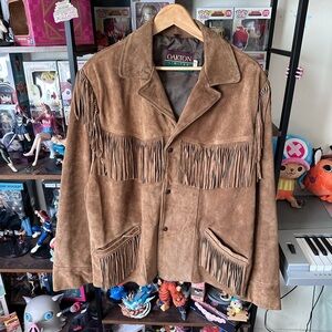 Oakton Limited Suede Fringe Western Jacket Brown Men’s L Tall